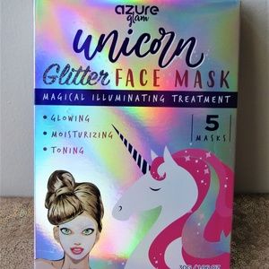 Azure Glam Unicorn Face Masks, Set of 5